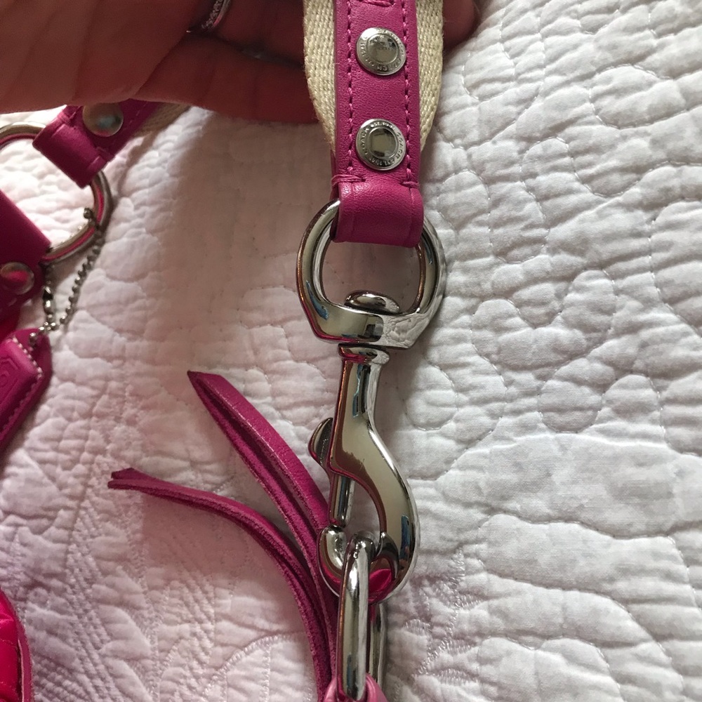 Bright pink Coach satin hobo bag - Picture 6 of 8